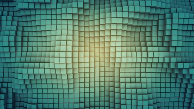 Wavy surface of cubes. Abstract geometric background. 3D render seamless loop animation 4k UHD 3840x2160
