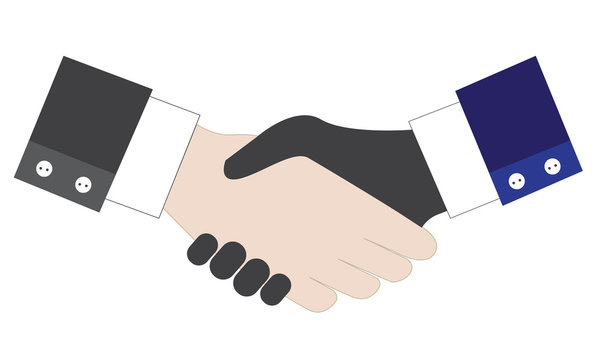Business concept vector, handshake for diversity international business agreement deal, cooperation concept illustration