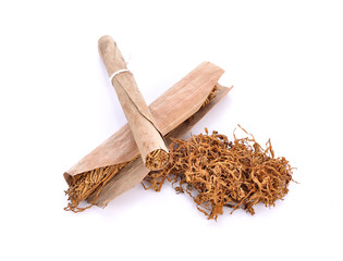 Dried tobacco isolated on white background