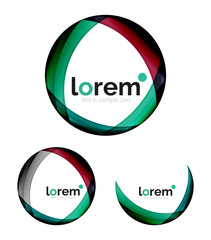 Set of geometric shape convergence logo design templates