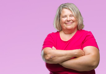 Senior plus size caucasian woman over isolated background happy face smiling with crossed arms...