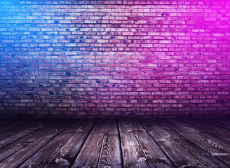 bricks room with neon lights