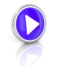 Play on glossy blue round button