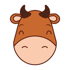 cute head cow cartoon animal wild