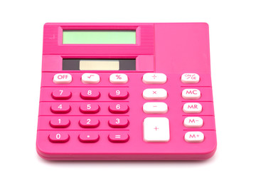 Pink calculator on white