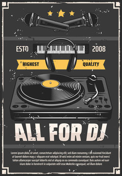 Music shop DJ studio equipment grunge poster