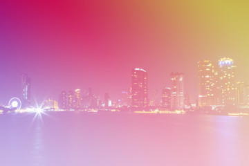 Obraz na płótnie Canvas light of city on the river at night
