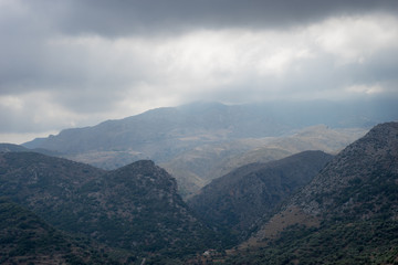 Obraz premium Hania, Crete - 09 25 2018: Polirinia. Small mountain. Panoramic view