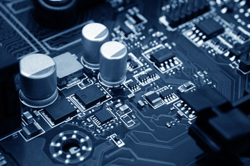 computer digital chip with motherboard
