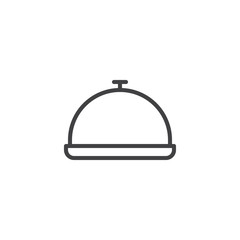 Hotel restaurant food tray outline icon. linear style sign for mobile concept and web design. Dome food cover simple line vector icon. Cloche symbol, logo illustration. Pixel perfect vector graphics