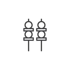 Yakitori skewers outline icon. linear style sign for mobile concept and web design. Skewer canapes line vector icon. Symbol, logo illustration. Pixel perfect vector graphics