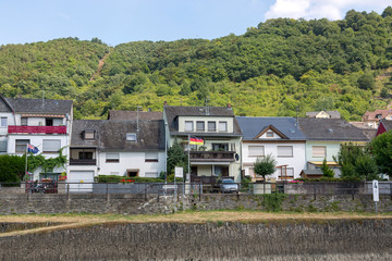 Small villages on the banks of the River Rhine in Germany