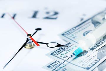 Fototapeta premium Vaccination time. Spending money on drugs concept.