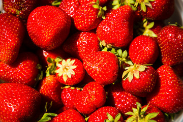Close up view of fresh strawberries