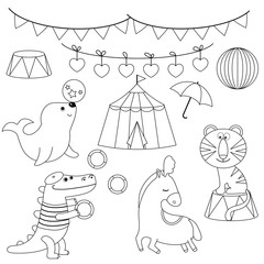 Set of circus animals.