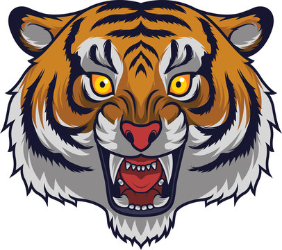 Angry tiger head mascot