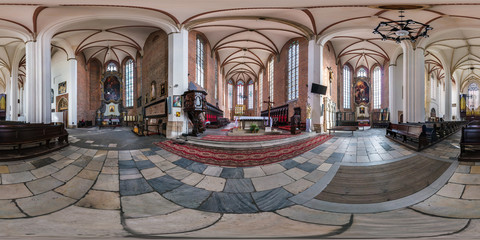 full seamless spherical panorama 360 by 180 degrees angle view interior gothic catholic church. 360...