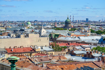 Russia. Saint-Petersburg. Roofs in the city center from the height of St. Isaac's Cathedral