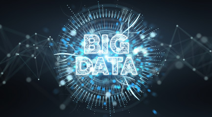 Big Data digital hologram background 3D rendering