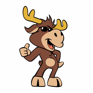 funny moose with sunglasses vector illustration 