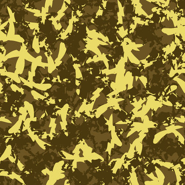 UFO military camouflage seamless pattern in different shades of green and yellow colors