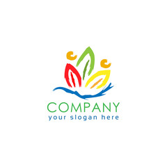 People Leaf Logo vector icon. Flat design.