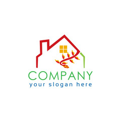Real estate logo.  Green House on white background. Abstract house logo. logo vector illustration  