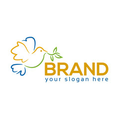 Sparrows logo template, sparrows and leaf.