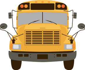 Yellow school bus vector illustration flat style front 