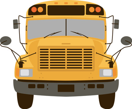 Yellow school bus vector illustration flat style front 