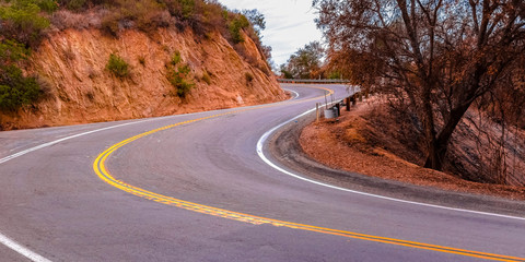 Curving road on a hill in Fallbrook California