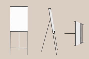 Empty flip chart. 3d Vector illustration.
