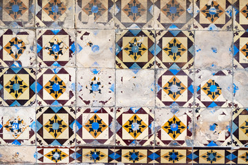 Traditional old ornate portuguese decorative tiles azulejos