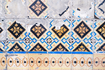 Traditional old ornate portuguese decorative tiles azulejos