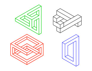 Impossible object set No8. Isolated on white background.