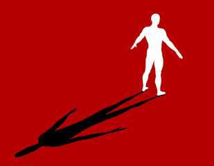 Standing man. Vector silhouette illustration. Back view.