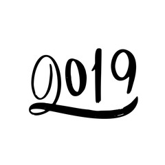 Happy New Year 2019. Calligraphy and lettering the form two thousand nineteenth