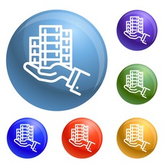 Bribery money give icons set vector 6 color isolated on white background