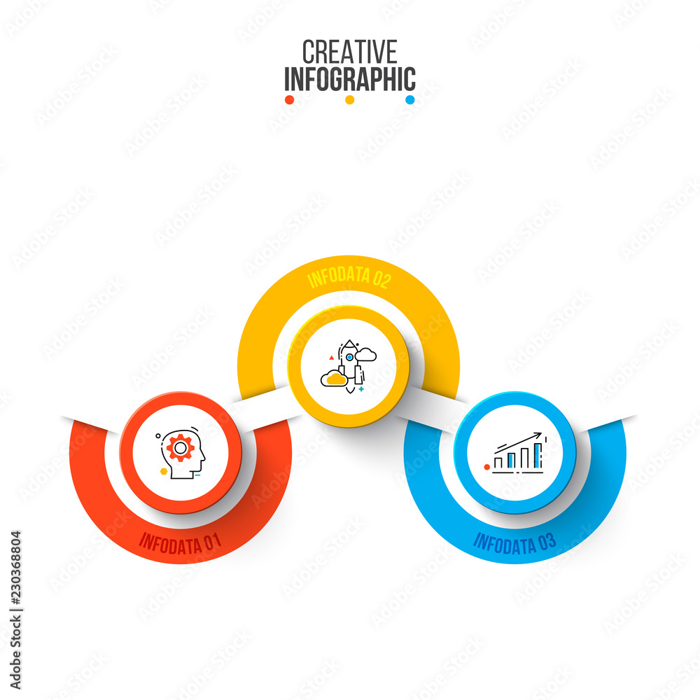 Aufkleber vector infographic design template. business concept with 3 options, parts, steps or processes. can 