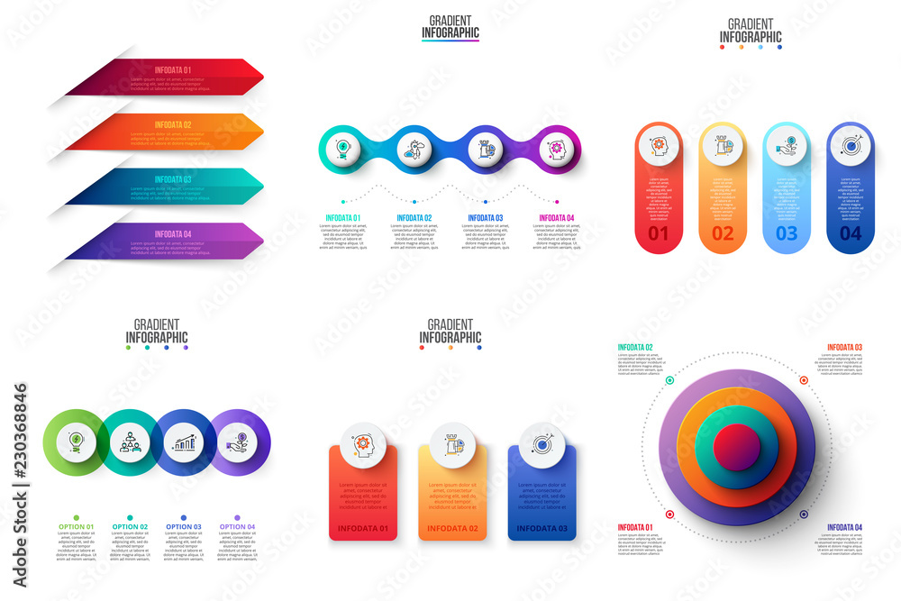 Poster Business data visualization. Process chart. Abstract elements of graph, diagram with 3 and 4 steps, options or processes. Vector business template for presentation. Creative concept for infographic.