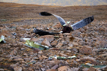 propeller and fuselage after an aircraft crash