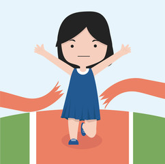 Small girl  jogging marathon race