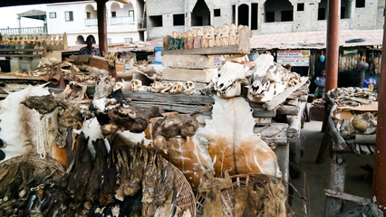 Woodoo market Akodessewa in Ouidah in the Benin