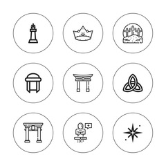 Collection of 9 outline religious icons