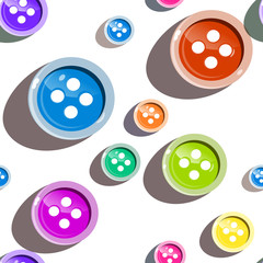 Colorful Seamless Buttons on White Background. Vector Design.
