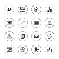 Collection of 16 outline arrow icons