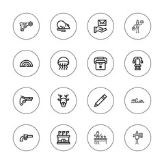 Collection of 16 outline contour icons