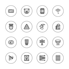 Collection of 16 outline drum icons