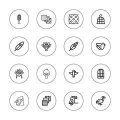 Collection of 16 outline feather icons