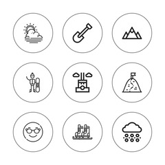 Collection of 9 outline snow icons